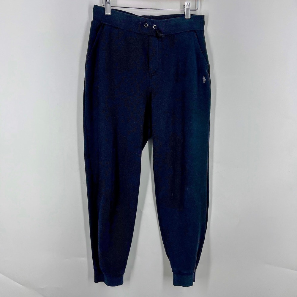 Polo Ralph Lauren Kids Navy Blue Fleece Jogger Drawstring Sweatpants SZ L 14-16